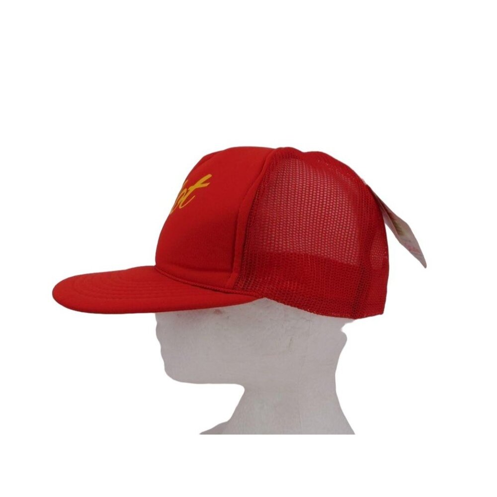 Vintage 80s K Studio Pocket Cap Trucker Hat Pilot Red Snapback Mesh Foam NOS New - Picture 12 of 13
